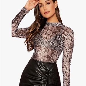 Snake Print Long Sleeve Top